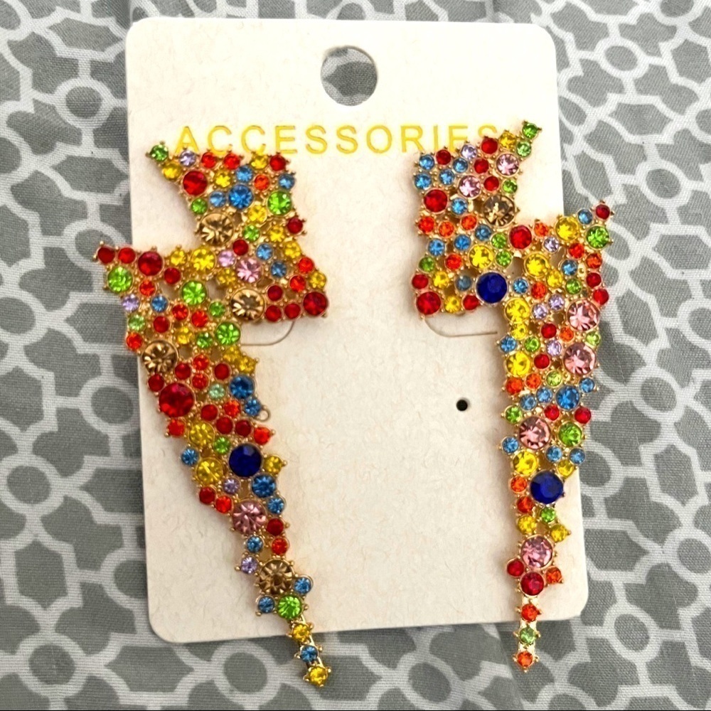 𝅺multicolor Rhinestone Earrings